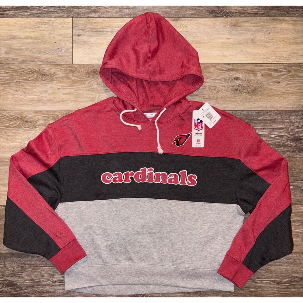 NFL Cardinals Red Black Gray Colorblock Hoodie